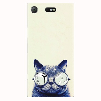Husa silicon pentru Sony Xperia XZ1 Compact, Cool Cat Glasses